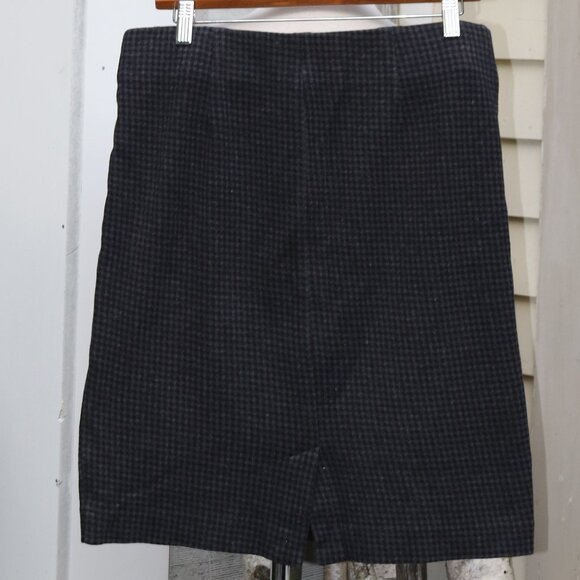 J Jill Black & Grey Mini Gingham Plaid Stretch Ponte Pull On Pencil Skirt Sz MED - Picture 2 of 5